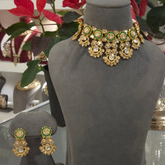 Shina noissanite polki necklace set