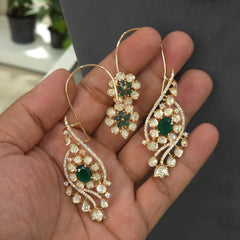 Sairah silver foil polki set