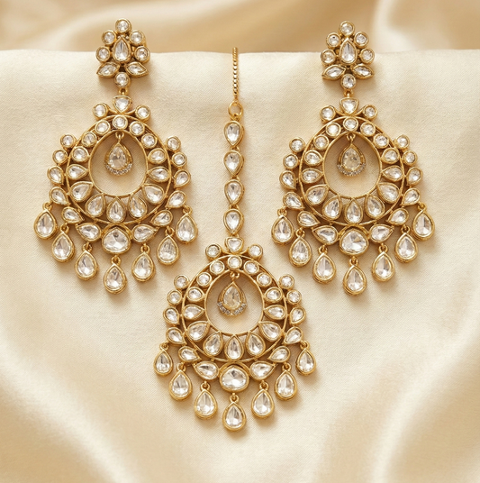 Mansi moissanite polki tikka set