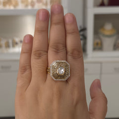 Saman moissanite polki ring