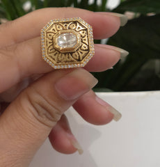 Saman moissanite polki ring