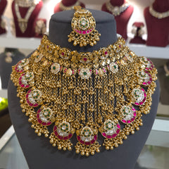 Shrelatha golden kundan set