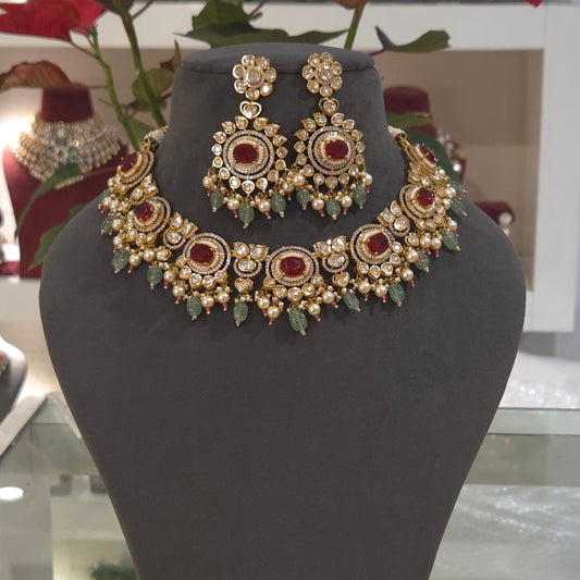 Rohini silver foil polki set