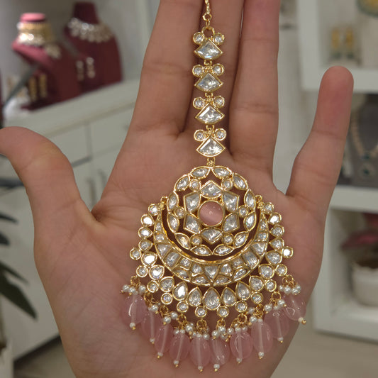 Mehak Moissanite polki maangtikka