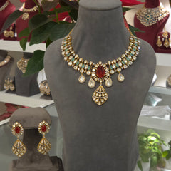 Myra moissanite polki necklace set