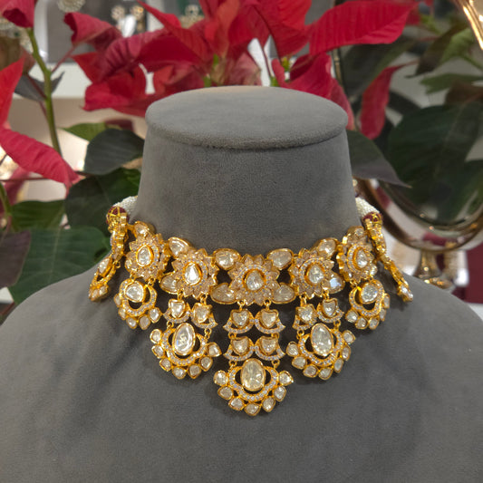 Shina noissanite polki necklace set