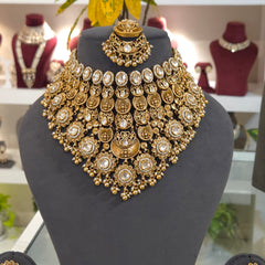 Niharika antique gold polished set