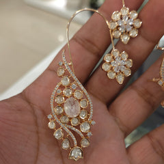 Sairah silver foil polki set