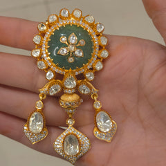 Anshu Moissanite polki brooch