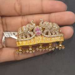 Elephant moissanite polki brooch