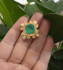 Hemanshi moissanite polki ring