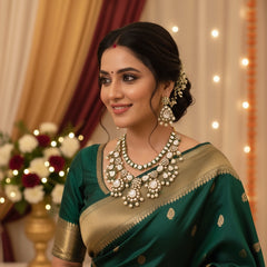 Ahelia Kundan Polki Double Line Set