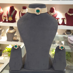 Mahreen moissanite polki choker set .