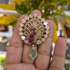 Mayur polki brooch