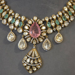 Myra moissanite polki necklace set