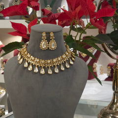 Amrita moissanite polki necklace set