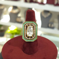 Dipti Mossonite polki ring