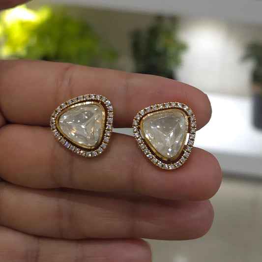 Daisy moissanite polki studs