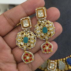 The turquoise king moissanite polki set