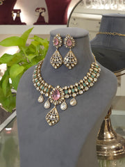 Myra moissanite polki necklace set