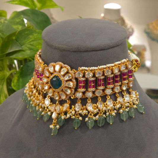 Heena moissanite polki choker set