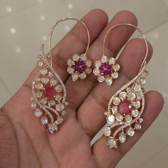 Sairah silver foil polki set