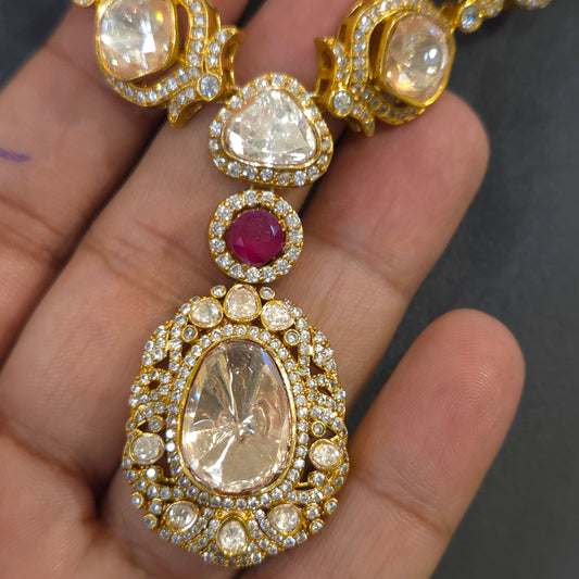 Meenali Mossonite polki set