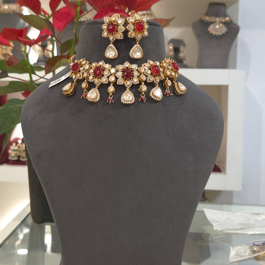 Shina moissanite polki choker set