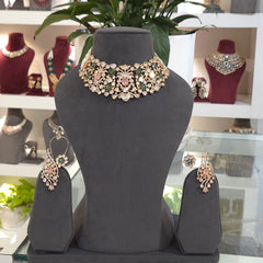 Sairah silver foil polki set