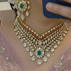 Anuvanshika Mossanite Polki bridal set