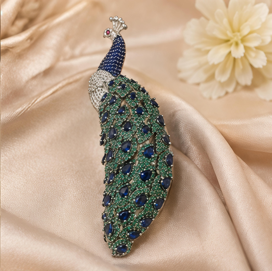 Mayur customised coloured stone brooch
