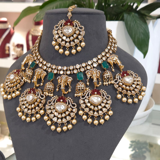 Shree gane moissanite polki set