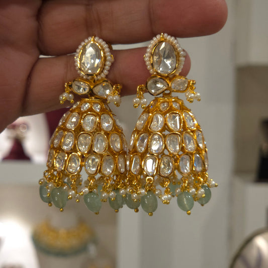 Kaya moissanite polki jhumka
