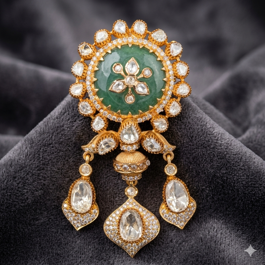 Anshu Moissanite polki brooch