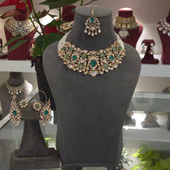 Sairah silver foil polki set