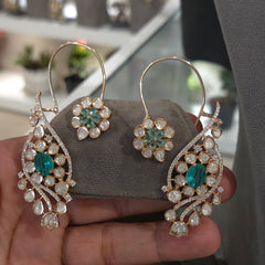 Sairah silver foil polki set