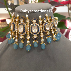 Padma handsetted moissanite polki choker