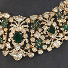 Sairah silver foil polki set