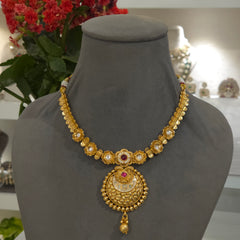 Prabh Antique gold necklace set