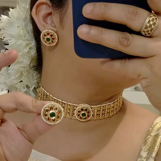 Adhira golden choker set