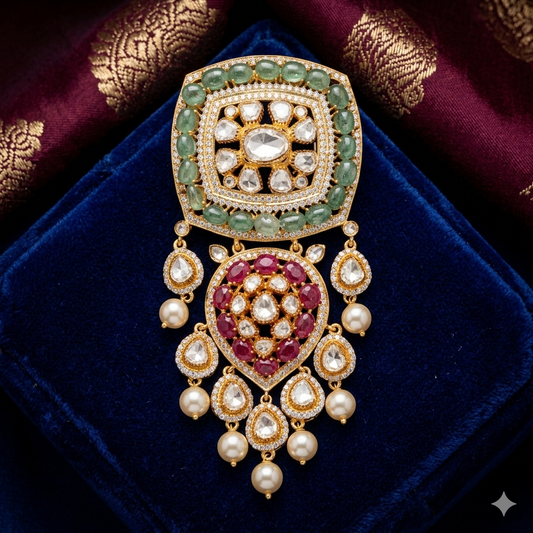 Nargis moissanite polki brooch
