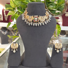 Nazneen fusion kundan polki necklace set