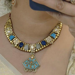 The turquoise king moissanite polki set