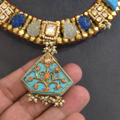 The turquoise king moissanite polki set