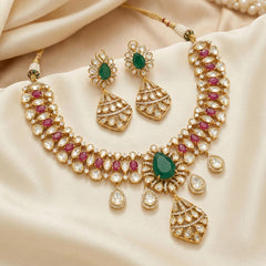 Myra moissanite polki necklace set