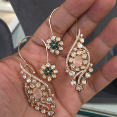 Sairah silver foil polki set