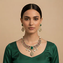 Myra moissanite polki necklace set
