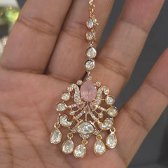 Sairah silver foil polki set