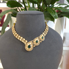 Rose polki necklace set