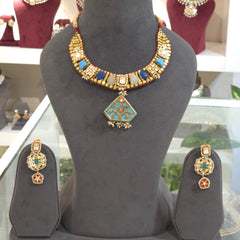 The turquoise king moissanite polki set